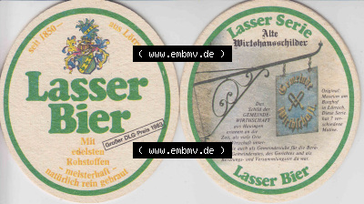 Bierdeckel Lasser Bier, Mit edelsten Rohstoffen, meisterhaft natürlich rein gebraut, Lasser Serie Alte Wirtshausschilder (7).... Sammlung