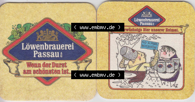Bierdeckel Deutschland Löwenbrauerei Passau, Das urwüchsige Bier unserer Heimat, No a Mass Bittschön (1). Katalog über deutsche... Sammlung
