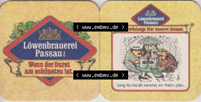 Bierdeckel Deutschland Löwenbrauerei Passau, Das urwüchsige Bier unserer Heimat, Lang ko ma eh nimma im Frein sitzn (1). Katalog... Sammlung