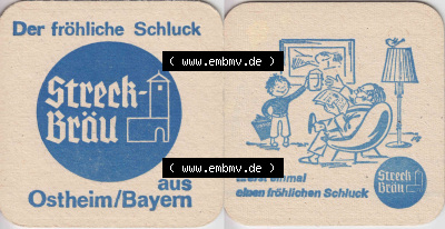 Bierdeckel Der fröhliche Schluck-Streckbräu aus Ostheim-Bayern (1). Deutscher Katalog über deutsche Bierdeckel Streckbräu... Sammlung