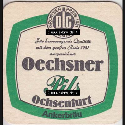 Bierdeckel Oechsner Pils Ochsenfurt Ankerbräu (2). Deutscher Katalog über deutsche Bierdeckel Privatbrauerei Oechsner aus Bundesland Bayern, zum katalogisieren und kategorisieren... Sammlung