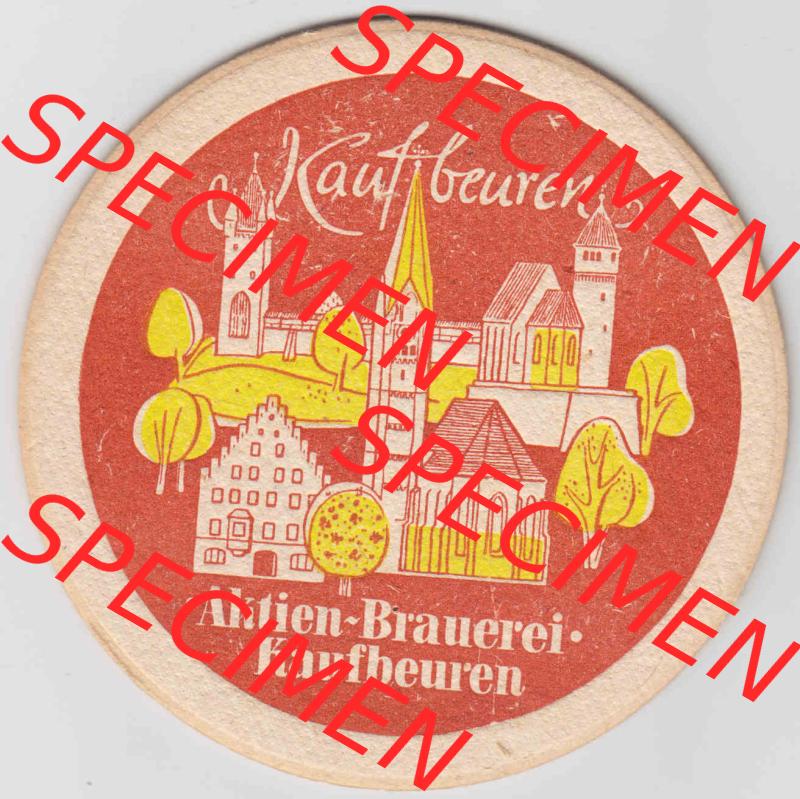 Bierdeckel Stadt Kaufbeuren, Aktien-Brauerei Kaufbeuren (2). Deutscher Katalog über deutsche Bierdeckel Aktienbrauerei Kaufbeuren aus Bundesland Bayern, zum katalogisieren... Sammlung