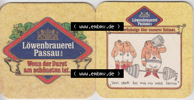 Bierdeckel Deutschland Löwenbrauerei Passau, Das urwüchsige Bier unserer Heimat, von dem ko ma no was lerna (1). Katalog über... Sammlung