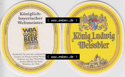 Bierdeckel 2008 König Ludwig Weissbier Gebraut von Prinz Luitpold von Bayern (1). Deutscher Katalog über deutsche Bierdeckel... Sammlung