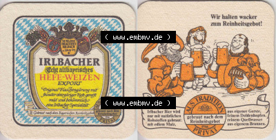 Bierdeckel Irlbacher Echt altbayrisches Hefe-Weizen Export, Original Flaschengärung (1). Deutscher Katalog über deutsche Bierdeckel... Sammlung
