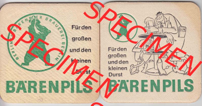 Bierdeckel Bärenpils, Berliner Bärenbier Brauerei Berlin (9). Deutscher Katalog über deutsche Bierdeckel Berliner Bärenbier Brauerei Berlin aus Bundesland Brandenburg... Sammlung