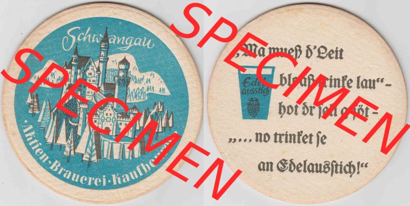 Bierdeckel Aktien-Brauerei Kaufbeuren, Schwangau (1). Deutscher Katalog über deutsche Bierdeckel Aktienbrauerei Kaufbeuren aus Bundesland Bayern, zum katalogisieren deiner... Sammlung