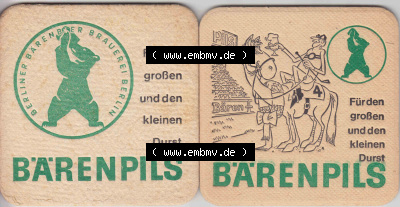 Bierdeckel Bärenpils, Berliner Bärenbier Brauerei Berlin (7). Deutscher Katalog über deutsche Bierdeckel Berliner Bärenbier... Sammlung