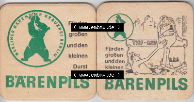 Bierdeckel Bärenpils, Berliner Bärenbier Brauerei Berlin (8). Deutscher Katalog über deutsche Bierdeckel Berliner Bärenbier... Sammlung