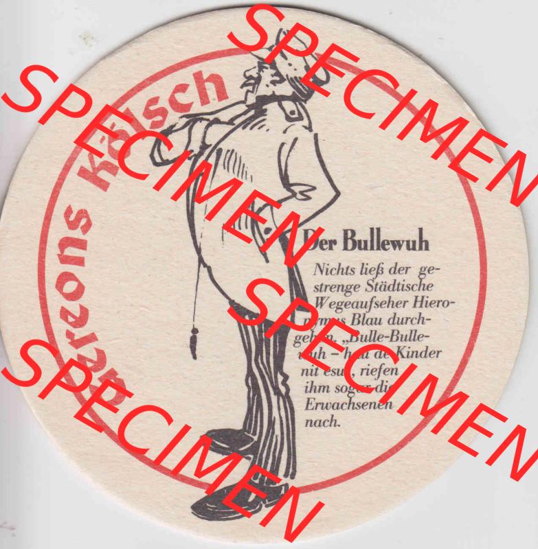 Bierdeckel Deutschland Gereons Kölsch Der Bullewuh (1). Deutscher Katalog über deutsche Bierdeckel Gereons Kölsch aus Bundesland Nordrhein-Westfalen, zum katalogisieren... Sammlung