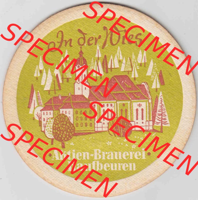 Bierdeckel In der Wies, Aktien-Brauerei Kaufbeuren (2). Deutscher Katalog über deutsche Bierdeckel Aktienbrauerei Kaufbeuren aus Bundesland Bayern, zum katalogisieren... Sammlung
