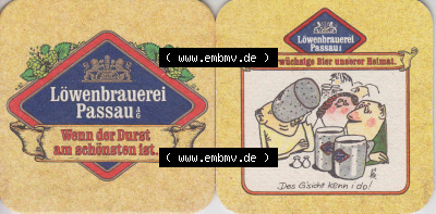 Bierdeckel Deutschland Löwenbrauerei Passau, Das urwüchsige Bier unserer Heimat, Des Gsicht kenn i do (1). Katalog über deutsche... Sammlung