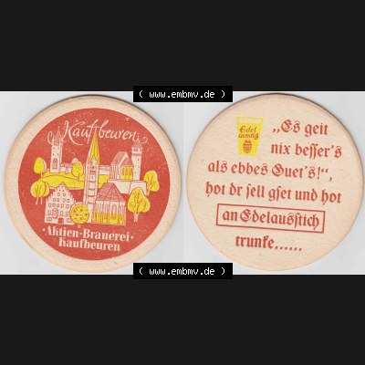 Bierdeckel Stadt Kaufbeuren, Aktien-Brauerei Kaufbeuren (1). Deutscher Katalog über deutsche Bierdeckel Aktienbrauerei Kaufbeuren aus Bundesland Bayern, zum katalogisieren... Sammlung