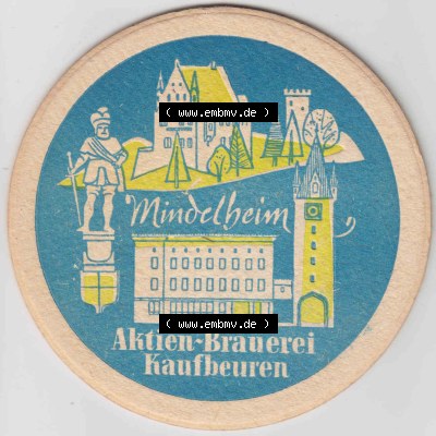 Bierdeckel Mindelheim, Aktien-Brauerei Kaufbeuren (2). Deutscher Katalog über deutsche Bierdeckel Aktienbrauerei Kaufbeuren aus... Sammlung