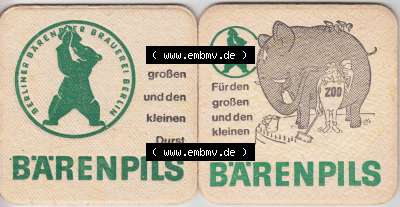 Bierdeckel Bärenpils, Berliner Bärenbier Brauerei Berlin (3). Deutscher Katalog über deutsche Bierdeckel Berliner Bärenbier... Sammlung