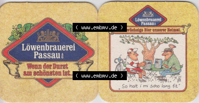 Bierdeckel Deutschland Löwenbrauerei Passau, Das urwüchsige Bier unserer Heimat, So halt i mi scho lang fit (1). Katalog über... Sammlung