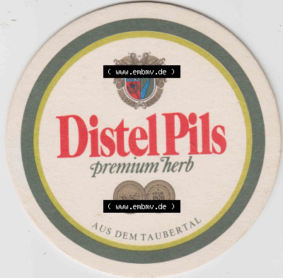 Bierdeckel Distel Pils premium herb, aus dem Taubertal, Distel-Brauerei Distelhausen (2). Deutscher Katalog über die deutschen... Sammlung