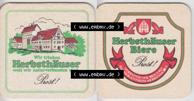 Bierdeckel Herbsthäuser Biere, Herbsthäuser Brauerei, BAD Mergentheim, Herbsthausen (1). Deutscher Katalog über die deutschen... Sammlung
