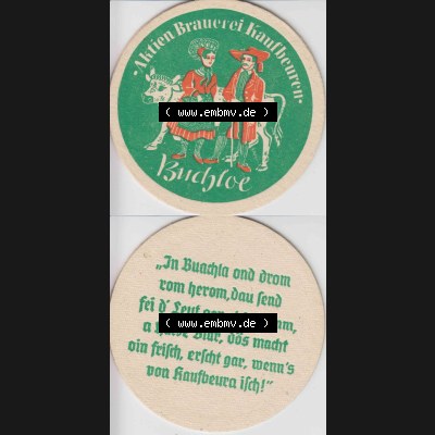 Bierdeckel Aktien Brauerei Kaufbeuren Buchloe (3). Deutscher Katalog über deutsche Bierdeckel Aktienbrauerei Kaufbeuren aus Bundesland Bayern, zum katalogisieren deiner Sammlung Sammlung