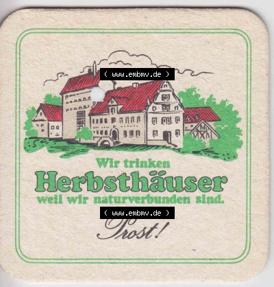 Bierdeckel Herbsthäuser Biere, Herbsthäuser Brauerei, BAD Mergentheim, Herbsthausen (2). Deutscher Katalog über die deutschen... Sammlung