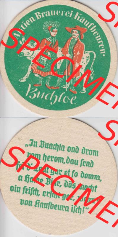Bierdeckel Aktien Brauerei Kaufbeuren Buchloe (3). Deutscher Katalog über deutsche Bierdeckel Aktienbrauerei Kaufbeuren aus Bundesland Bayern, zum katalogisieren deiner Sammlung Sammlung