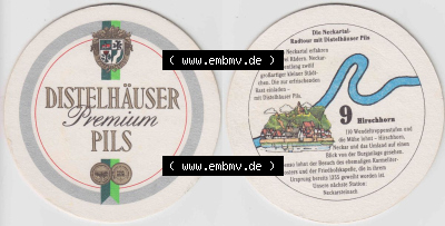 Bierdeckel Distelhäuser Premium Pils, Die Neckartal-Radtour mit Distelhäuser PIls (1). Deutscher Katalog über die deutschen... Sammlung