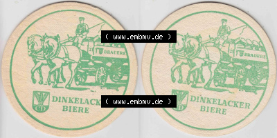 Bierdeckel Dinkelacker Biere, Grüner Bierdeckel mit Bier-Pferde-Kutsche (1). Deutscher Katalog über die deutschen Bierdeckel... Sammlung