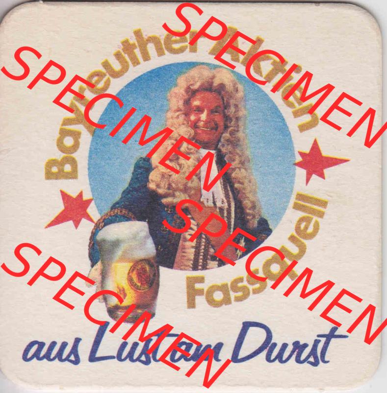 Bierdeckel Bayreuther Aktien, Fassquell, aus Lust am Durst, Alexander von Humboldt (1). Deutscher Katalog über deutsche Bierdeckel Bayreuther Bierbrauerei AG aus... Sammlung