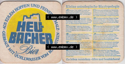 Bierdeckel Heubacher Bier, Aus Edlem Hopfen und Feinstem Malz, Gebraut mit Quellwasser vom Rosenstein (1). Deutscher Katalog über... Sammlung