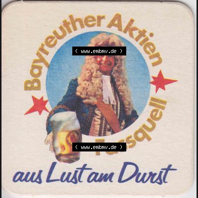 Bierdeckel Bayreuther Aktien, Fassquell, aus Lust am Durst, Alexander von Humboldt (1). Deutscher Katalog über deutsche Bierdeckel Bayreuther Bierbrauerei AG aus... Sammlung