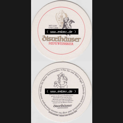 Bierdeckel Distelhäuser Hefeweissbier, Mit Lust und Liebe begraut, Sternzeichnen Der Wassermann (3). Deutscher Katalog über deutsche Bierdeckel Distelhäuser... Sammlung