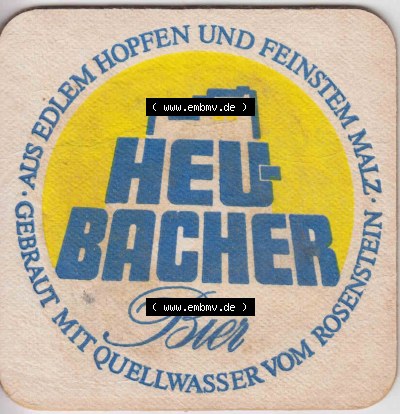Bierdeckel Heubacher Bier, Aus Edlem Hopfen und Feinstem Malz, Gebraut mit Quellwasser vom Rosenstein (2). Deutscher Katalog über... Sammlung
