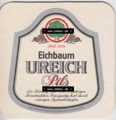 Bierdeckel Eichbaum Ureich Pils, Eichbaum Leichter Typ (2). Deutscher Katalog über die deutschen Bierdeckel Privatbrauerei Eichbaum... Sammlung