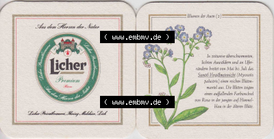 Bierdeckel 1997 Licher Premium, der Licher Privatbrauerei der Serie Blumen der Auen (2) Licher Bier im Katalog Bundesland Hessen... Sammlung