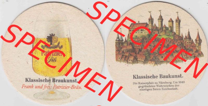 Bierdeckel Patrizier Pils, Klassische Braukunst, Frank und frei, Patrizier-Bräu (1). Deutscher Katalog über deutsche Bierdeckel Patrizier Bräu aus Bundesland... Sammlung