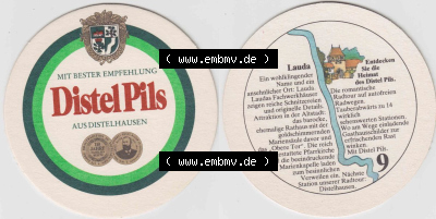 Bierdeckel Mit Bester Empfehlung DistelPils aus Dieselhausen, Lauda, Entdecken Sie die Heimat des Distel Pils (1). Deutscher Katalog... Sammlung