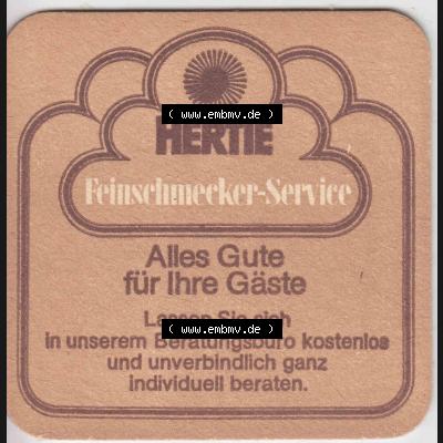 Bierdeckel Würzburger Hofbräu, Das Gute bewahrt. Seit 1643, Hertie Feinschmecker-Service, alles Gute für ihre Gäste (3). Deutscher Katalog... Sammlung