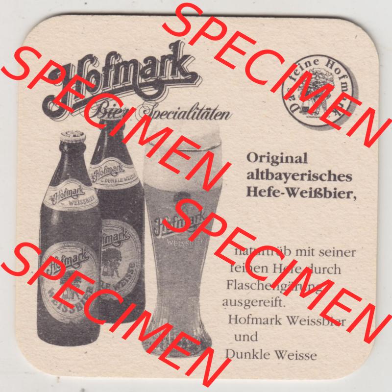 Bierdeckel Hofmark Bier Spezialitäten, Original altbayerisches Hefe-Weißbier, naturtrüb (2). Deutscher Katalog über deutsche Bierdeckel Hofmark Brauerei... Sammlung