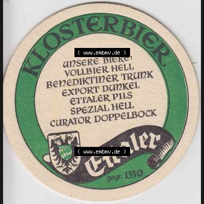 Bierdeckel Klosterbier Ettaler, Vollbier Hell, Export Dunkel, Ettaler Pils (2). Deutscher Katalog über deutsche Bierdeckel Ettaler Klosterbrauerei aus Bundesland... Sammlung