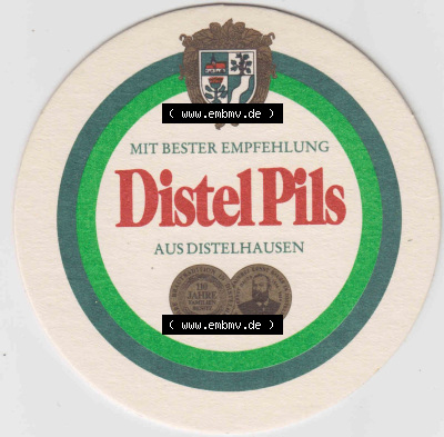 Bierdeckel Mit besten Empfehlungen, Distel-Pils aus Distelhausen, Entdecken Sie die Heimat des Distel Pils, 3 Creglingen (2).... Sammlung