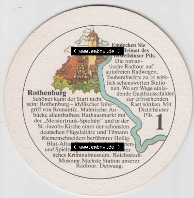 Bierdeckel Distelhäuser Premium Pils, Entdecken Sie die Heimat des Distelhäuser Pils (3). Deutscher Katalog über die deutschen... Sammlung