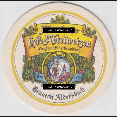 Bierdeckel Aldersbacher Hefe-Abteiweizen, Original Flaschengärung, Brauerei Aldersbach (1). Deutscher Katalog über deutsche Bierdeckel Brauerei Aldersbach aus Bundesland... Sammlung
