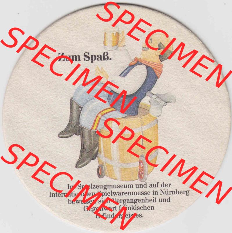 Bierdeckel Patrizier Pils vom Faß, Frank und Frei Patrizier-Bräu, Zum Spaß, Spielzeugmuseum Nürnberg (3). Deutscher Katalog über deutsche Bierdeckel... Sammlung