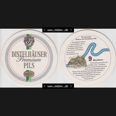 Bierdeckel Distelhäuser Premium Pils, Die Neckartal-Radtour mit Distelhäuser PIls (1). Deutscher Katalog über die deutschen Bierdeckel Distelhäuser Brauerei aus... Sammlung