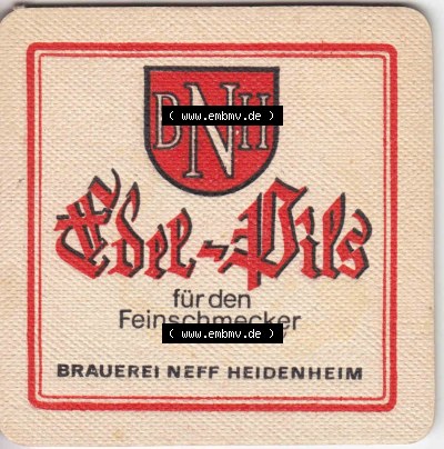 Bierdeckel BNH Neff Spezial Pils, Brauerei Neff Heidenheim 1862, Edel-Pils für Feinschmecker (3). Deutscher Katalog über die... Sammlung