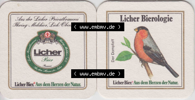 Bierdeckel 1985 Licher Bier, Aus dem Herzen der Natur, Licher Bierologie, Der Dompfaff (1) Licher Bier im Katalog Bundesland Hessen... Sammlung
