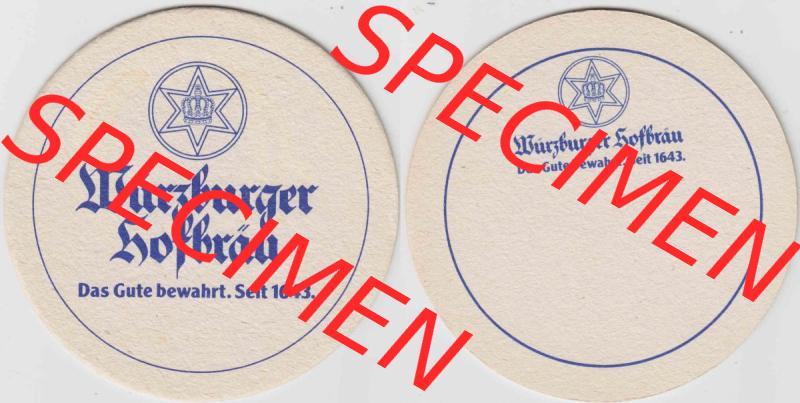 Bierdeckel Würzburger Hofbräu, Das Gute bewahrt. Seit 1643. (1). Deutscher Katalog über deutsche Bierdeckel Würzburger Hofbräu aus Bundesland... Sammlung