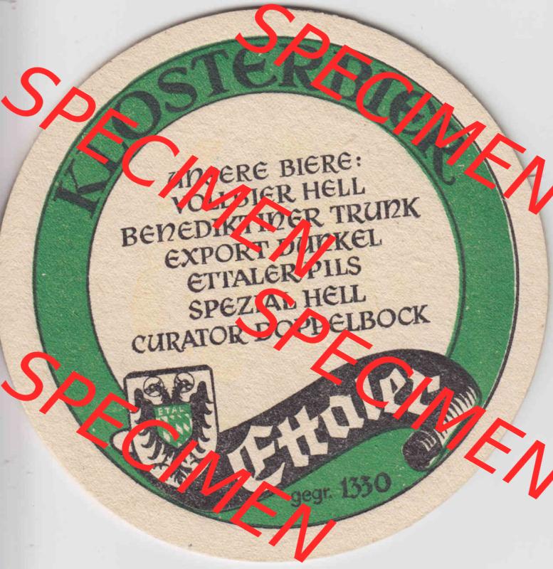 Bierdeckel Klosterbier Ettaler, Vollbier Hell, Export Dunkel, Ettaler Pils (2). Deutscher Katalog über deutsche Bierdeckel Ettaler Klosterbrauerei aus Bundesland... Sammlung
