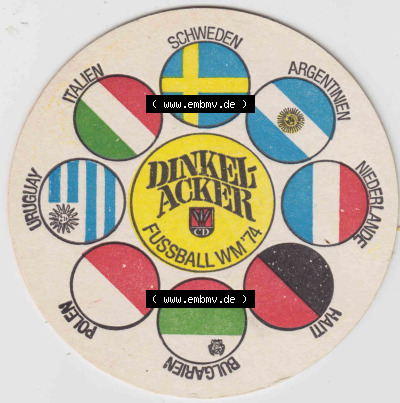 Bierdeckel Dinkelacker, Fussball WM 1974 (3). Deutscher Katalog über die deutschen Bierdeckel Familienbrauerei Dinkelacker aus... Sammlung