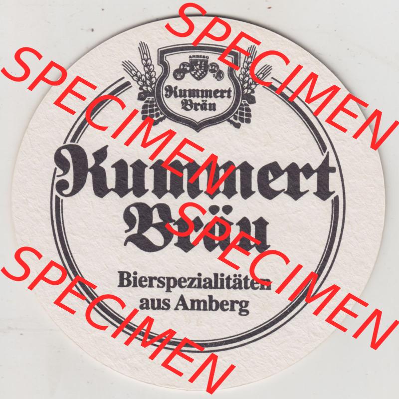 Bierdeckel Kummert Bräu, Bierspezialitäten aus Amberg, die obergärig frische Bierspezialität mit feinster Hefe (1). Deutscher Katalog über deutsche... Sammlung